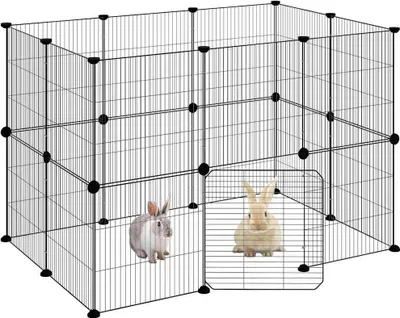 Obrázok produktu pre vidaXL 20-dielna klietka pre domáce zvieratá s dvierkami čierna 35x35 cm oceľ
