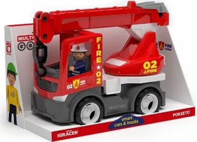 Immagine prodotto di Multigo Autogru: autogru su camion con personaggio giocattolo, veicolo dei pompieri +3 anni