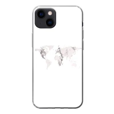 Produktbild von MuchoWow® Handyhülle Schutzhülle Hülle für iPhone 13 Weltkarte - Marmor - Weiß Silikon Softcase Handy Hülle - Karteninhaber