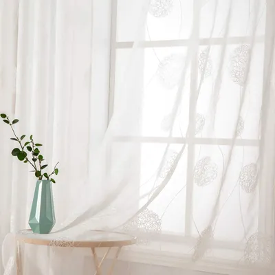 Voile Gardinen mit Blumenstickerei, 2er-Set, 225x140 cm