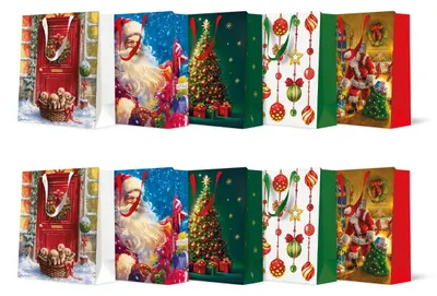 Produktbild von Geschenktüten Weihnachten 25x20x10 cm, 10 Stück, PAW, Geschenkverpackung