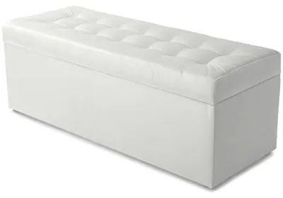 Produktbild von MG Design Polsterhocker Weiß 45x120 cm - Stauraum 140L, bis 300 kg belastbar, sofort einsatzbereit, pflegeleicht, für Wohnzimmer & Flur