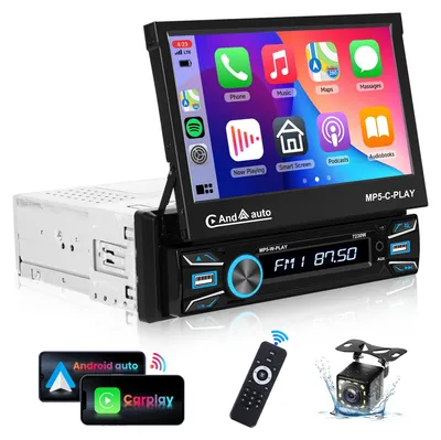 Productafbeelding van Autoradio 1 Din Draadloos Carplay Android Auto - 7 Inch Touchscreen - Bluetooth 5.1