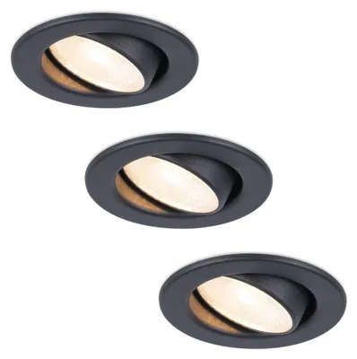 Produktbild von hoftronic 3x LED Einbaustrahler 5W 2700K Dimmbar Schwenkbar IP44 Schwarz