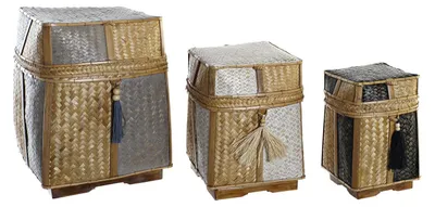 Bambus-Mand-Set 3er 33x33x40 cm Natur