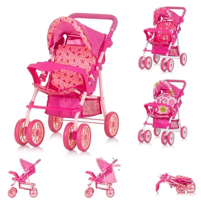 Produktbild von Chipolino Puppenwagen Dolly Korb faltbar Frontbügel Fußstütze Griff verstellbar rosa