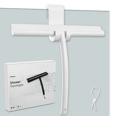 Immagine prodotto di Spazzola per doccia in silicone con supporto, senza necessità di foratura, colore bianco