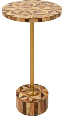 Produktbild von Kare Design Beistelltisch Domero Geo Gold/Braun, Wohnzimmertisch, Beistelltisch