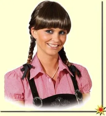 Produktbild von Orlob Zopfperücke kurz mit Pony, braun, Karnevalskostüm-Perücke, Erwachsener, Weiblich, Braun, 1 Stück(e)