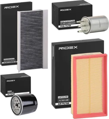 Produktbild von RIDEX Filterset Inspektionspaket Filtersatz für FORD FOCUS (DAW, DBW) FOCUS Kombi (DNW) TRANSIT CONNECT (P65, P70, P80) Tourneo Connect Mk1
