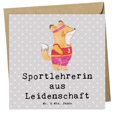Produktbild von Mr. & Mrs. Panda Grußkarte Sportlehrerin Leidenschaft - Grau Pastell - Geschenk, faltkarte, Klappkarte, doppelkarte, anlasskarte, Glückwunschkarte