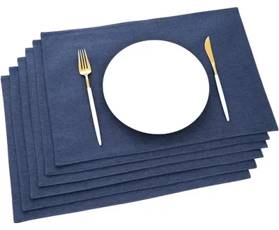 Immagine prodotto di Sottopiatti in tessuto, blu scuro, poliestere, 48 x 33 cm, set da 6