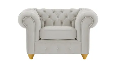 Produktbild von SLF24 - Sessel Chesterfield Max - hellgrau - Velluto 15