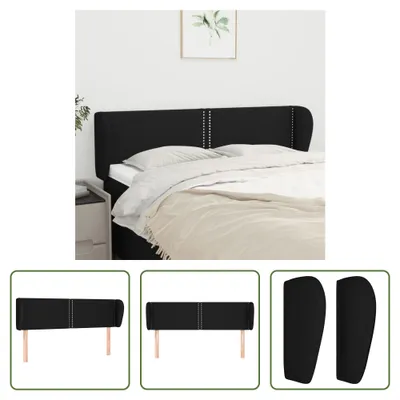 Produktbild von The Living Store Kopfteil mit Ohren Schwarz 147x23x78/88 cm Stoff