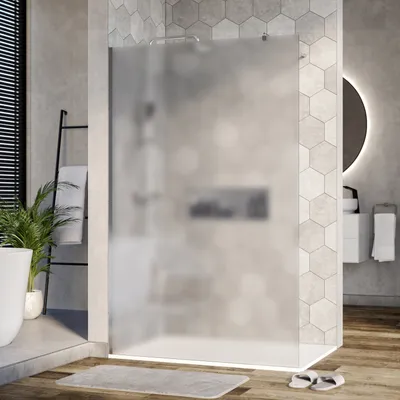 Produktbild von Duschabtrennung Walk-In Nano Echtglas EX101 - Milchglas - 10 mm - Wandprofil Chrom - Breite wählbar, Breite Walk-In:1400mm