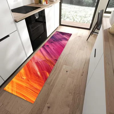 Produktbild von Küchenteppich 60x240cm rutschfest & abwischbar PVC Läufer - Abstrakte Farben