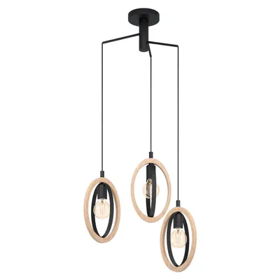 Zdjęcie produktu dla Wisiorek E27 Triple Black/Wood F62Cm Eglo Basildon