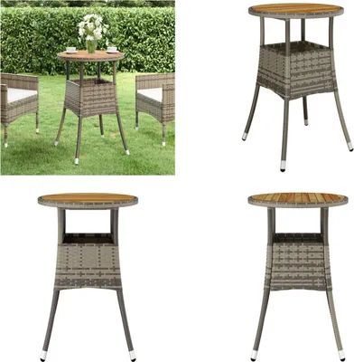 Produktbild von vidaXL Gartentisch Ø60x75 cm Akazienholz und Poly Rattan Grau - Gartentisch - Gartentische - Garten-Esstisch - Outdoor Esstisch