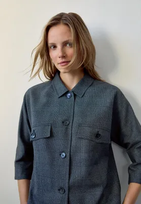 Produktbild von Blazerjacke im Karomuster mit 3/4-langen Fledermausärmeln für den Business-Look