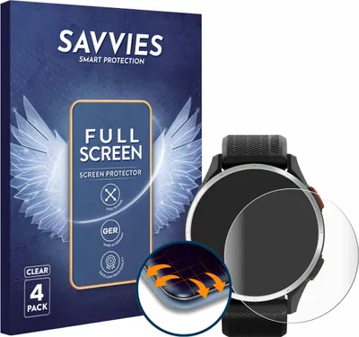 Produktbild von 4x Savvies Fullscreen Schutzfolie für Garmin Approach S44 Displayschutz Folie Fullcover Klar Transparent
