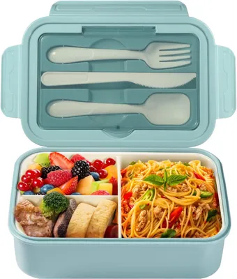 Obrázok produktu pre Lunch Box 1400 ml, s Príbormi, Mikrovlnná, Modrá, pre Prácu a Školu