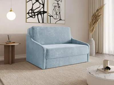 Produktbild von MOEBLO Schlafsofa FLY 120 – Sofa mit Schlaffunktion und Bettkasten, Schlafcouch Polstersofa mit Bonell-Federung (BxHxT): 135x90x115 cm - Hellblau (Vibe 70)