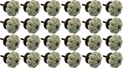 Produktbild von Nicola Spring florale Keramik-Möbelknöpfe – Olivgrün – 24 Stück