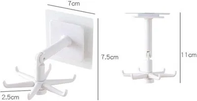 Obrázek produktu pro Držák na kuchyňské náčiní se 6 háčky, otočný o 360 stupňů, nástěnný držák na kuchyňské náčiní, držák na kuchyňské náčiní (černý + bílý)