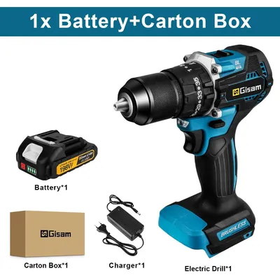 Immagine prodotto di Trapano avvitatore a batteria - Motore brushless da 18V - Coppia di serraggio di 65 Nm - Mandrino autoserrante da 13 mm - 35+3 livelli di coppia - Attrezzo per il fai-da-te - 1 batteria