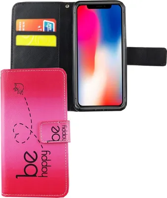 Produktbild von Handyhülle Tasche für Handy Apple iPhone XS Be Happy Pink