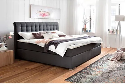Produktbild von Boxspringbett in 160x200 cm LORETO-114 in Anthrazit, Härtegrad H2 - H3