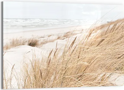 Produktbild von DEQORI Glasbild Echtglas 90x60 cm 'Winterstrand Stille' Wandbild Bild modern Deko