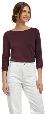 Productafbeelding van Street One 3/4 mouwen blouse met bateau halslijn, kleur: Rustic Rouge, maat: 42