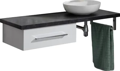 Produktbild von Fackelmann HYPE 3.0 Badmöbel Set 5-teilig, 110cm breit, Schwarz/Anthrazit, Weiß, Keramik