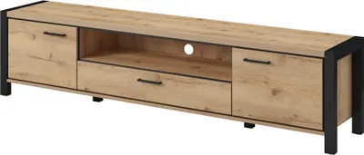 Produktbild von TV Lowboard ACCRA-83 in Taurus Eiche Nb. und schwarzem Gestell, B/H/T: ca. 210/50/41 cm