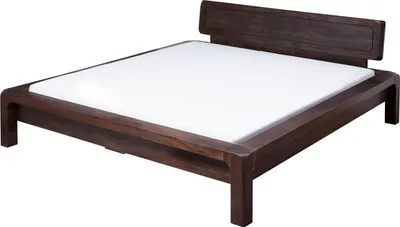 Image de MASSIVMOEBEL24 | Lit double 140x200 Acacia laqué Tabac BUENO #033