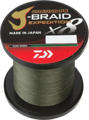 Produktbild von DAIWA J-Braid Expedition X8, 3000m, 0,2mm, 16,00kg / 35,27lbs, dunkel-grün, Geflochtene Angelschnur, 12551-320