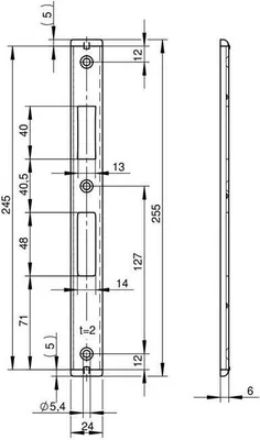 Produktbild von WILKA U-Schließblech Nirosta P643 24x6x245 mm, für Fluchttüren