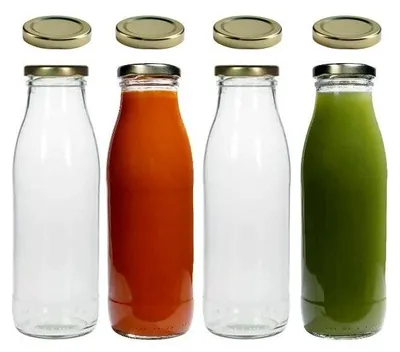 Image de Lot de 4 bouteilles en verre de 500 ml avec 8 bouchons
