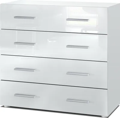 Produktbild von Vladon Sideboard Pavos, Kommode mit 4 Schubladen, Weiß matt/Weiß Hochglanz (76 x 72 x 35 cm)