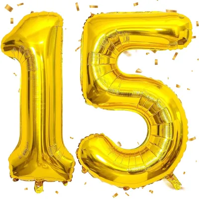 Productafbeelding van Gouden Cijferballon 15, 40 Inch Folienballon voor Verjaardag Decoratie