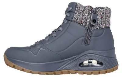 Image de Skechers Uno Rugged - Darling Daze : chaussures de sport pour femmes, modèle à lacets, couleur gris, style décontracté