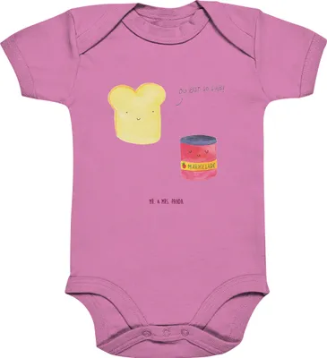 Produktbild von Mr. & Mrs. Panda overall baby Toast Marmelade 1. - 3. Monat - Bubble Gum Pink - Geschenk, Kurzarmbody, Süß, Babybody, Lustige Sprüche, Toastbrot, Strampler, Brot