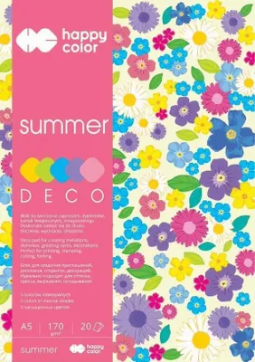 Zdjęcie produktu dla Blok kolorowy DECO Summer A5 20 ark Happy Color