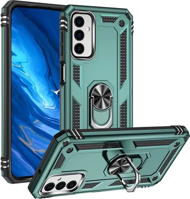 Produktbild von Mobigear Armor Ring  Samsung Galaxy M23 Hülle Hardcase Backcover Stoßfest mit Ringhalter - Grün