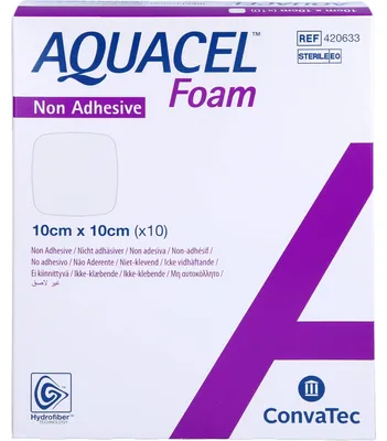 Obrázek produktu pro Aquacel Pěnový nelepivý obvaz 10x10 cm 10 ks