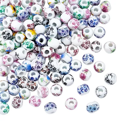 120 Keramikperlen, rund, bunt, 8 mm, für DIY-Schmuck
