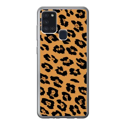 Produktbild von MuchoWow® Handyhülle Schutzhülle Hülle für Samsung Galaxy A21s Pantherdruck - Orange - Schwarz Silikon Softcase Handy Hülle - Hartschale