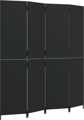 Produktbild von Paravent 4-tlg. Schwarz Poly Rattan