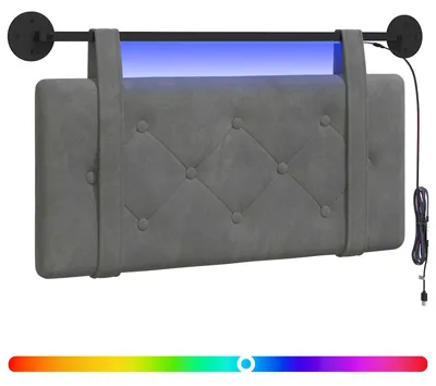 Produktbild von Hängendes Kopfteil Mit LED Licht Dunkelgrau Samt